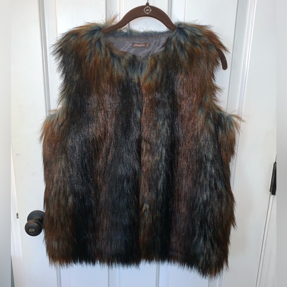 J. Mclaughlin Cordina Brown Faux Fur Vest - Picture 1 of 8